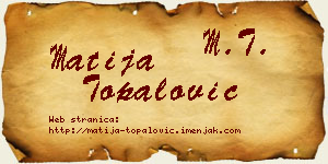 Matija Topalović vizit kartica